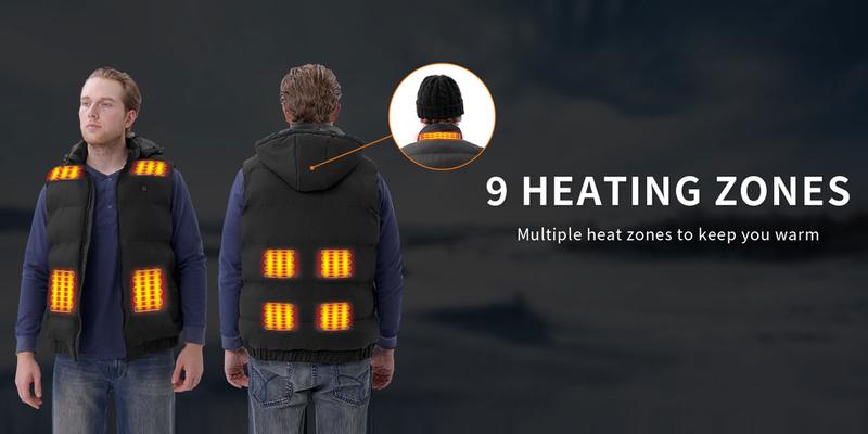 Rrtizan 2025 Unisex Heated Vest - Three-Level Temp Control, Heating Sheets, 10000mAh Battery, Ideal for Winter Sports, Skiing, Hunting, Daily Commute, Valentine's Day, Father's Day, Christmas Gift - Lightweight Heated Jacket