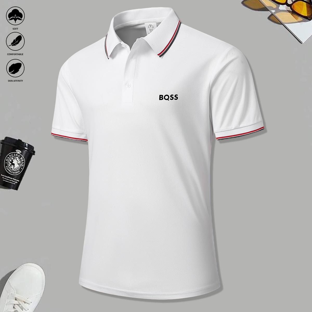 2 men's short-sleeved polo shirts with contrasting stripes make ideal work clothes for casual everyday wear and a great gift option for men's formal shirts.