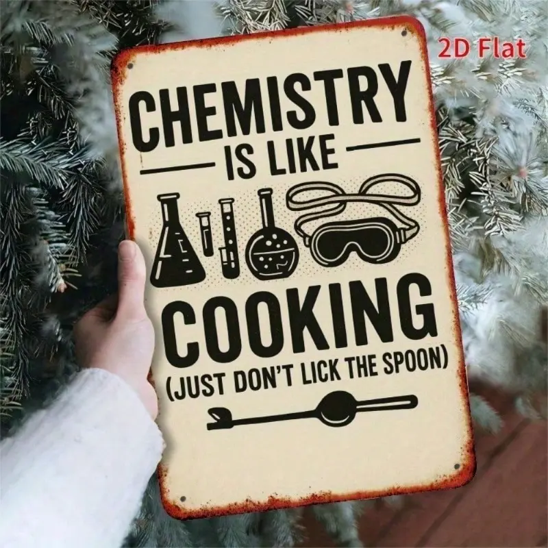 Vintage Chemistry Wall Art 11.8x7.8 Inch，Rustic Metal Laboratory Decor with Beakers and Test Tubes，Flat Iron 2D Science Art for