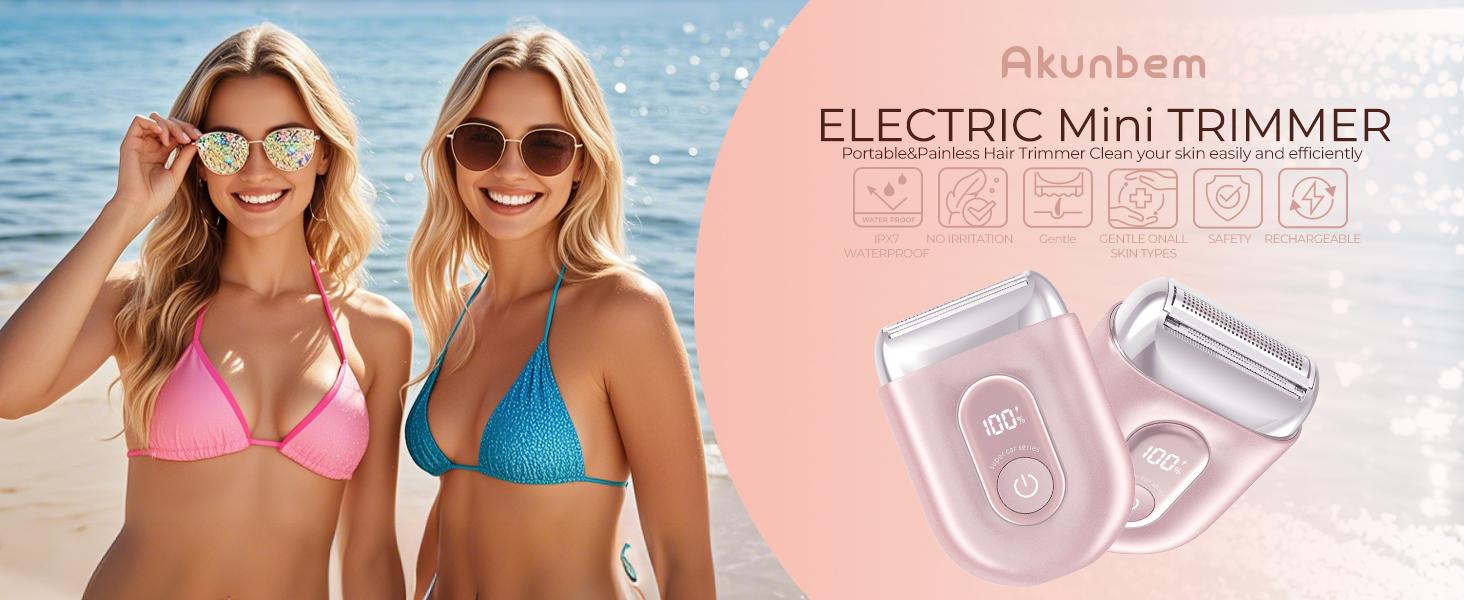 Akunbem Mini Electric Shaver for Women, Waterproof & Comfortable One-Button Long Lasting for Travel & Daily Use, 2025 New Beard Shaver