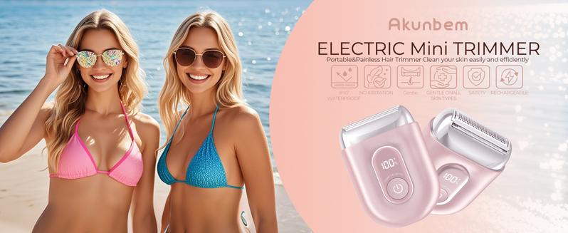 Akunbem Mini Electric Shaver for Women, Waterproof & Comfortable One-Button Long Lasting for Travel & Daily Use, 2025 New Beard Shaver