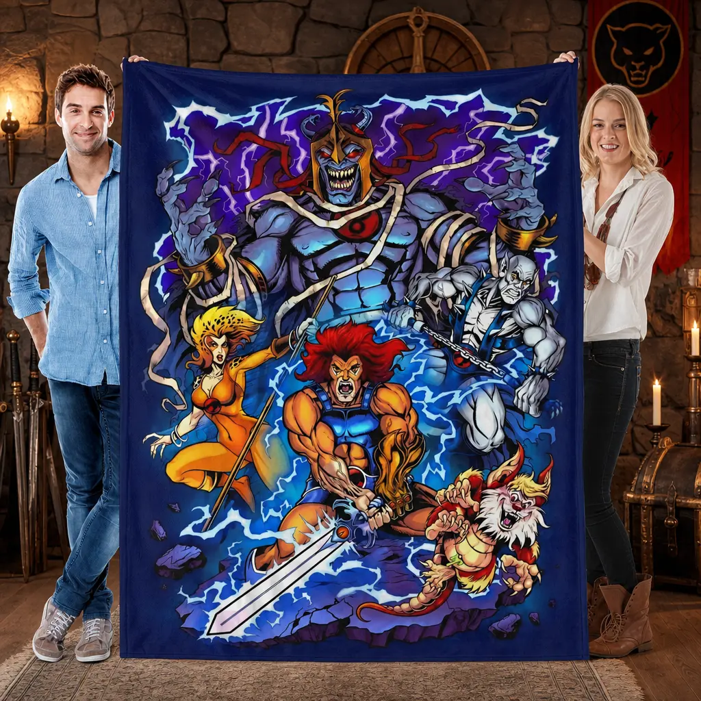 ThunderCats Flannel Throw Blanket Ultra Soft Cozy Plush Fleece Blanket Retro Cartoon Fan Blanket for Couch Sofa Bed Home Decor Birthday Christmas Thanksgiving All Season Gift