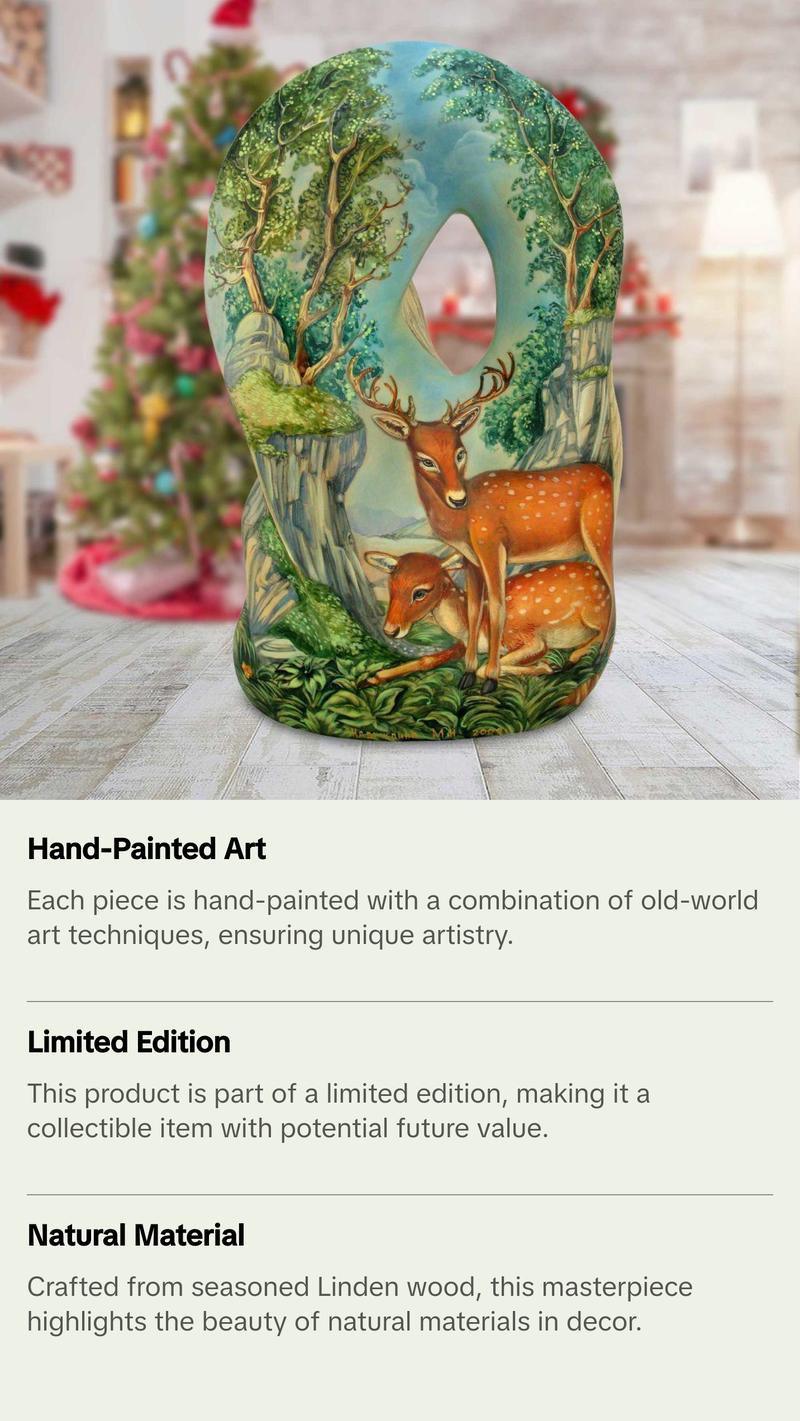 Deer Blessing Angel Hand-Painted WOODCARVED Masterpiece by G. DeBrekht - Nativity Holiday Decor - L291827