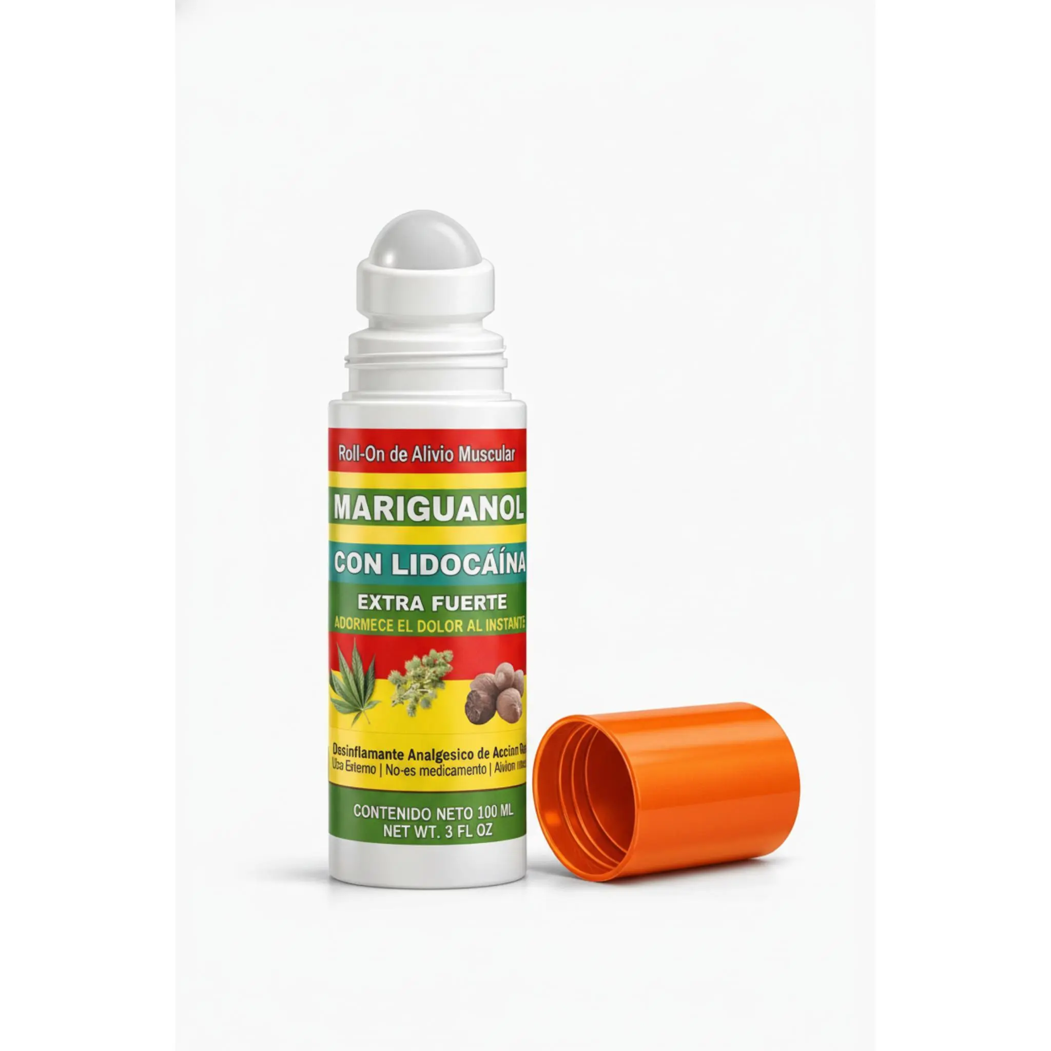 Mariguanol Herbal Muscle Massage Oil Roll-On Extra Strength with Lidocaine Alternative Formula for Soreness Relief 3 Fl Oz