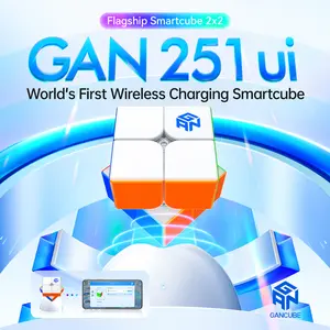 GAN 251 UI 2x2 Magnetic Speed Cube with Wireless Charging & Bluetooth - Electronic Smart Cube with GAN PowerPod, Puzzle Toy for Kids Adults, Competition Timer, Step Tracking, UV Coated