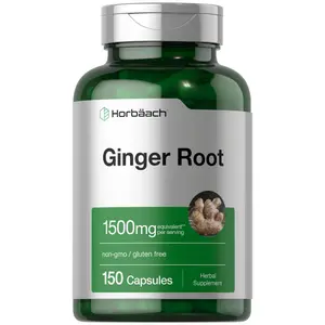 Horbäach Ginger Root Capsules 1500 mg | 150 Pills | Non-GMO, Gluten Free | Ginger Root Extract