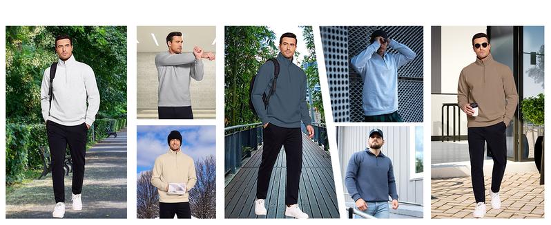 PINSPARK Men's Quarter Zip Fleece Cotton Pullover Sweatshirts Mock Neck Casual Long Sleeve Spring Winter Warm Sweatshirt springtok