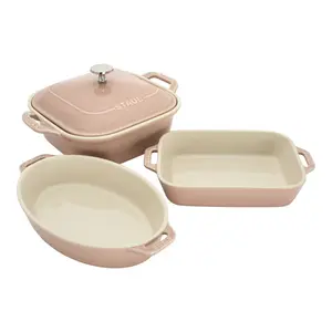 Staub Stoneware 4-Piece Mixed Baking Dish Set – Light Pink Bakeware
