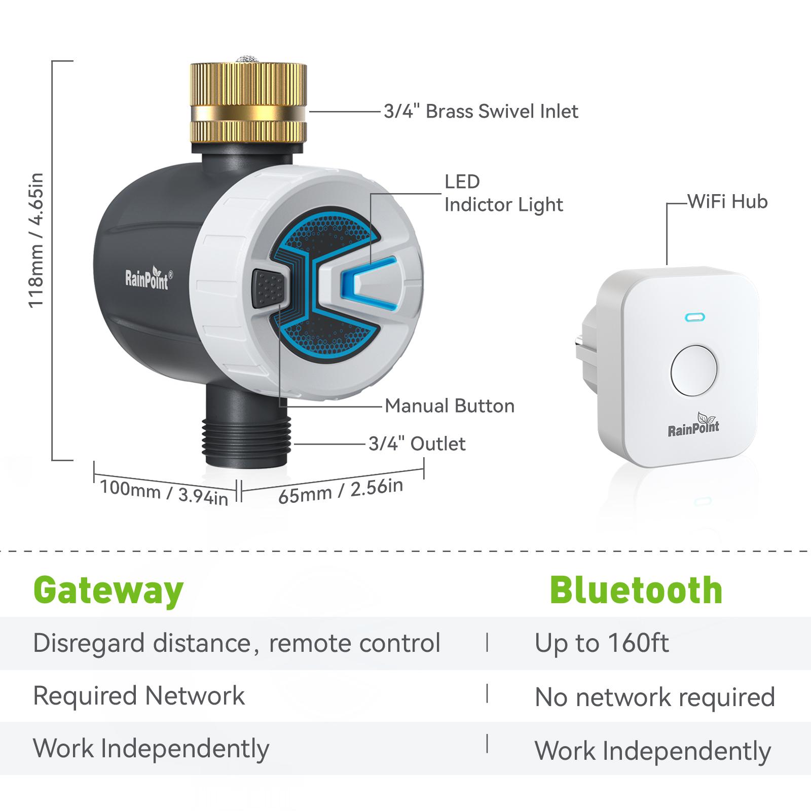 RainPoint WiFi Water Timer V2 2025 Release Brass Inlet Smart Hose Faucet Timer Automatic Irrigation System Controller with APP Control via 2.4Ghz WiFi and Bluetooth RainPoint WiFi Water Timer V2 2025 Release Brass Inlet Smart Hose Faucet Timer Automatic Irrigation System Controller with APP Control via 2.4Ghz WiFi and Bluetooth