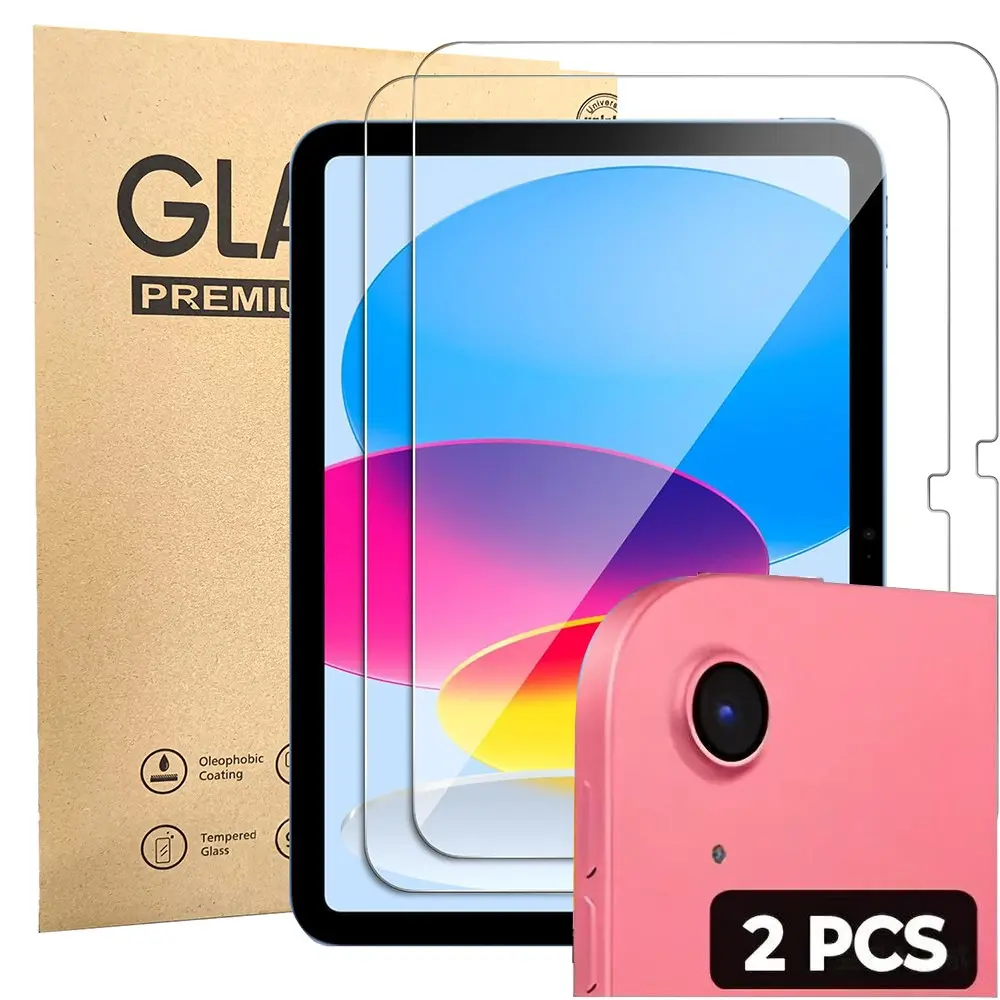 2-Pack iPad A16 11th/10th Gen 2022 Screen Protector Set, Anti-Scratch Tempered Glass, HD Clear Bubble-Free, Compatible with Apple Pencil, Tablet Protector