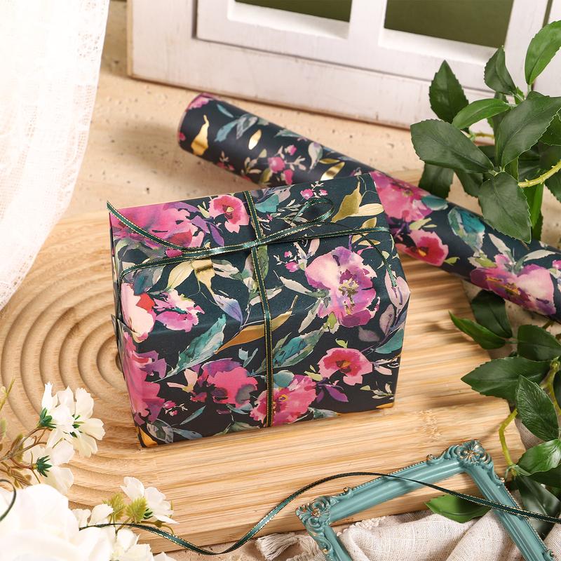 RUSPEPA Vintage Floral Gift Wrapping Paper Roll 17 Inches × 16.4 Feet Mini Roll for Birthdays Weddings Parties and Holiday Celebrations with Elegant Floral Design