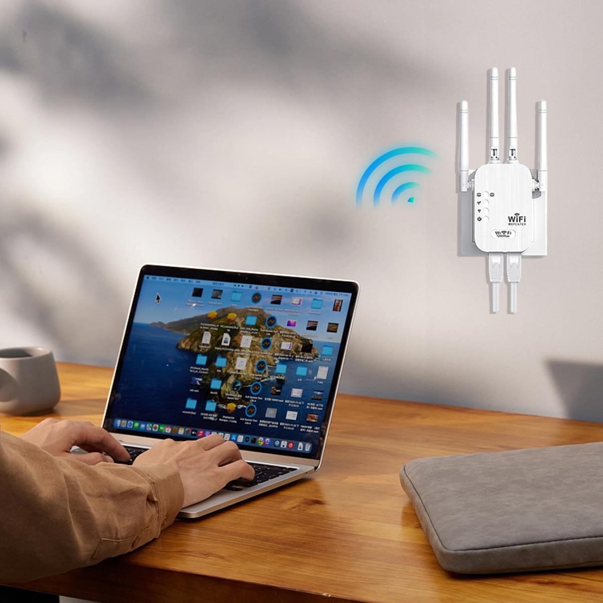 1200Mbps Dual Band WiFi Extenders Signal Booster for Home 2026 - 5GHz & 2.4GHz Model with Ethernet Port, 10000 sq.ft Coverage, Supports 50 Devices, Repeater/AP/Router Modes for Homes & Offices