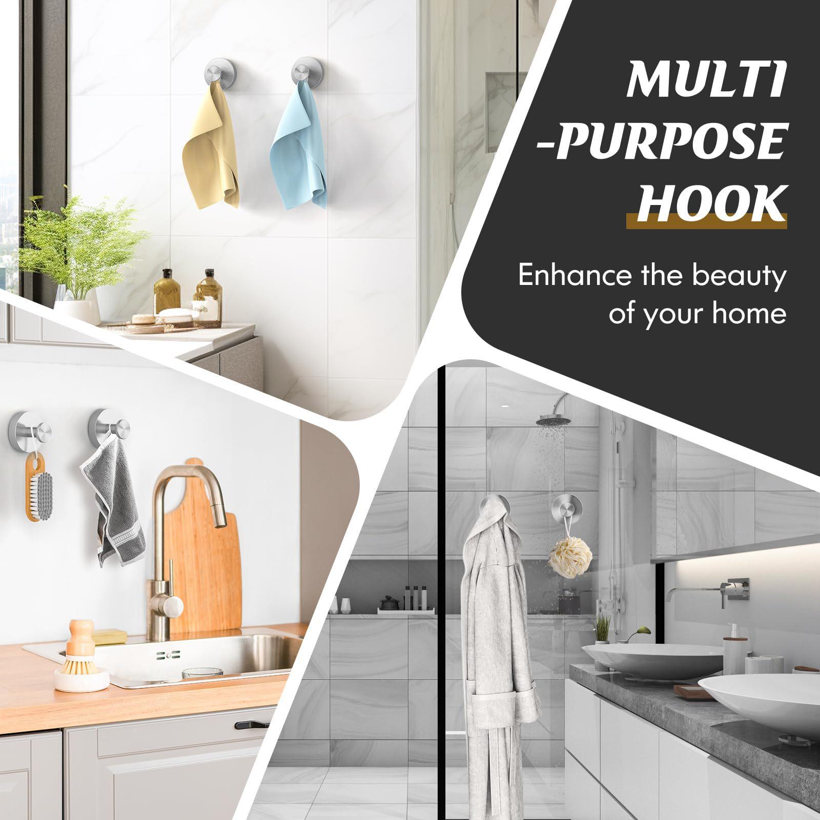 No glue left Suction Cup Hooks for Shower(2 PCS), Removable Towel Hooks for Bathroom Window Glass Door Wall,Bath Robe Looafh Wreath Hook for Hanging,christmas gift ideas Windows,