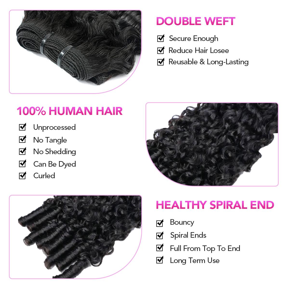 Vshow Hair Burmese Curly Hair Bundles Double Weft Curly Hair Extensions 8A Grade Curly Human Hair Bundles For Black Women
