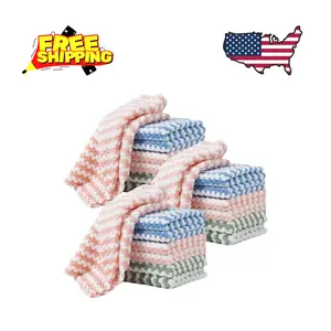 21 Pack Kitchen Towels Dish Towels Microfiber Cleaning Cloths – Ultra-Soft, 10" x 10"