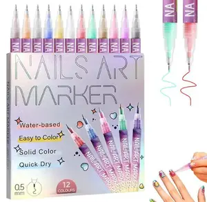 12-Color Nail Doodle Pen Set – DIY Acrylic Nail Art with 3D Dot Design – Quick-Drying Nail Art Pen for Home or Salon