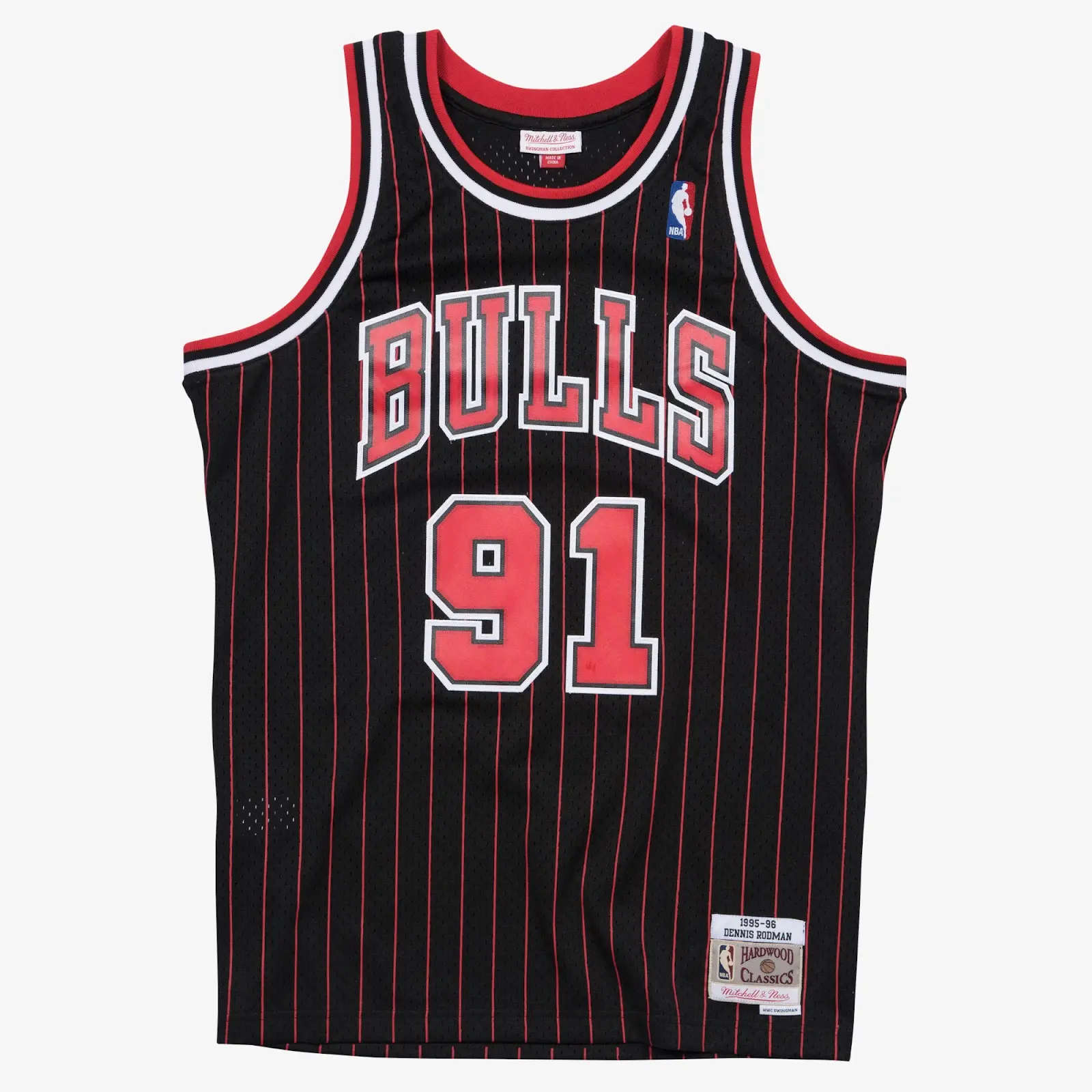 Dennis Rodman Chicago Bulls 1995-96 Black Swingman Player Jersey - Mitchell & Ness NBA Throwback, 90s Retro Basketball Jersey