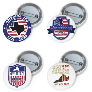 50 States America 250th Anniversary Button Pins, 1776–2026 Patriotic Eagle Design, Metal Round Pinback Badges 1.25 2.25 3 Inch, Backpack Hat Jacket Lapel Decor, Independence Celebration, USA 4th of July Memorial Day Veterans Day Patriotic Gift Americans