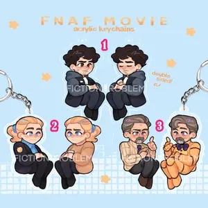 PREORDER | FNAF Movie Mike, Vanessa, and William Double Sided Keychains