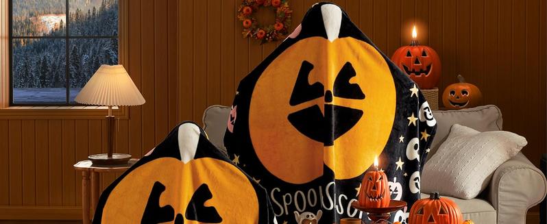 Bedsure Halloween Pumpkin Sherpa Blanket - Spooky Season Design, Soft & Cozy, Premium Fleece, Easy Care, 50x60 Inch Throw Blanket