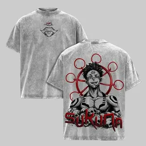 Sukuna Tee Washed / Hoodie Washed – Jujutsu Kaisen Execution The Movie Culling Game Arc Vintage Oversized Heavy Cotton Double Printed Anime Manga T-Shirt & Hoodie, Retro Unisex Streetwear Graphic Top, Ryomen Sukuna’s Vessel Curse King Edition, JJK Japanes