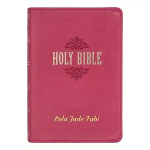 Custom Personalized Pink Small Compact Faux Leather KJV Holy Bible | Large Print - Tiktok
