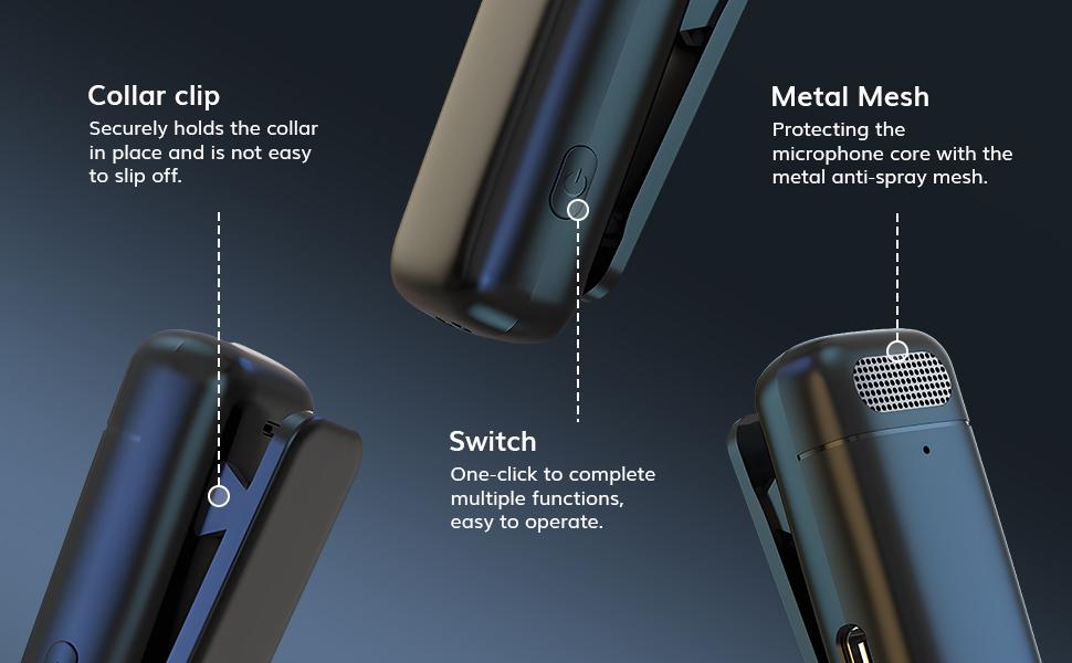 TONOR TL350  Wireless Lavalier Microphones, Portable Lapel Mini Microphone System, Professional Clip On Lav Mic for Recording, Live Stream, Podcast