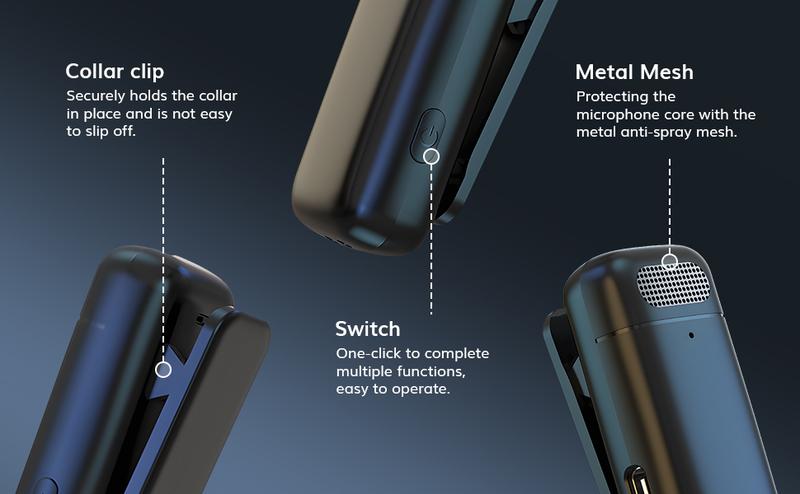 TONOR TL350  Wireless Lavalier Microphones, Portable Lapel Mini Microphone System, Professional Clip On Lav Mic for Recording, Live Stream, Podcast