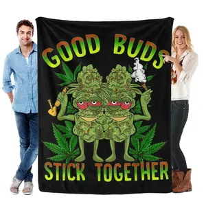 Marijuana Good Buds Stick Together Couples 420 Weed Cannabis Blanket Gift for Girls Boys Women Super Soft Flannel Blanket for Sofa Couch Bed Camping Travel Plush Warm Home Decor All Seasons