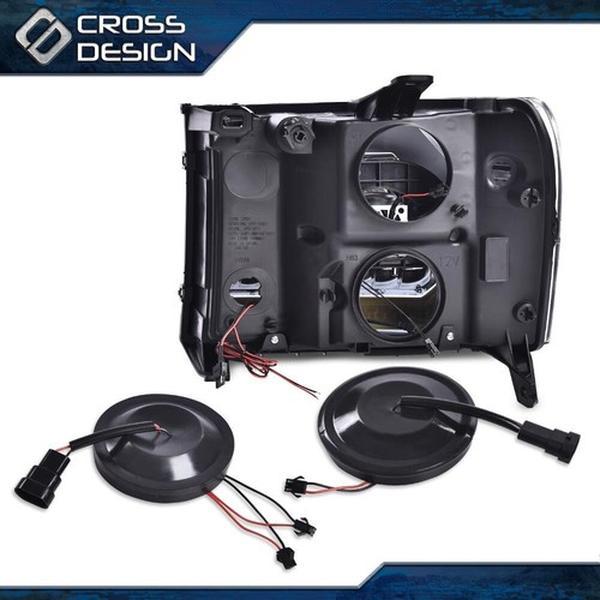CROSSDESIGN LED DRL Tube Headlights Lamps Fit For 2007-2013 GMC Sierra 1500 2500HD 3500HD