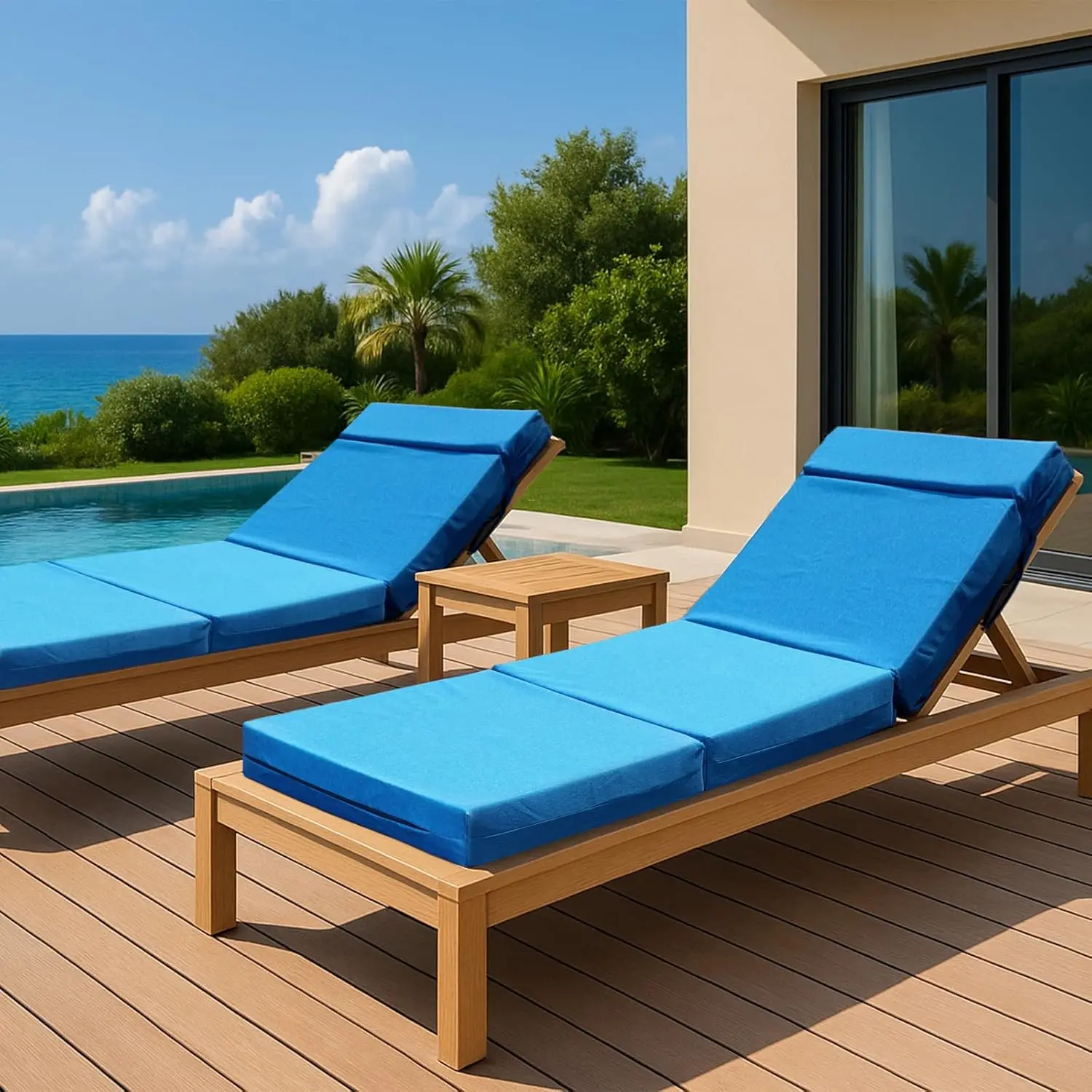 ABORON Chaise Lounge Cushions Outdoor Set of 2, 5 Inch Thick Waterproof Outdoor Furniture Cushions with Removable Cover, Sun Lounger Replacement Cushions for Outdoor Furniture tiktokshopbacktoschool