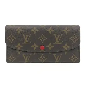 Pre-owned canvas Small Leather Goods Louis Vuitton Monogram Emilie Wallet Red