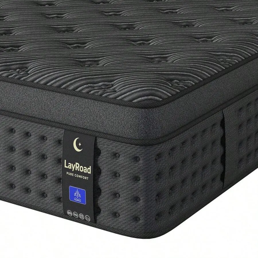 Bedroom Furniture, 12-Inch Queen Mattress, Built-In Memory Foam And Individually Pocketed Springs, Available In Twin, Full, Queen And King Mattress Sizes, With Side Handles For Easy Movement, Fiberglass-Free, Odorless, Highly Breathable, Providing A Comfo