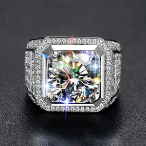 men's 2ct Moissanite Ring Silver Jewelry Party Wedding Band Rings for Men Jewelry Gifts Fit Daily Wear,D-VVS1,GRA,vintage jewelry,J510