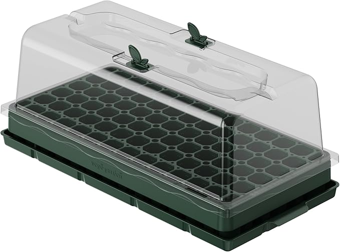 Vego garden Germination Bundle,  Seedling Trays with Seedling Tray Lids and 10" x 20" Bottom Watering Trays Plus Seedling Humidily Dome