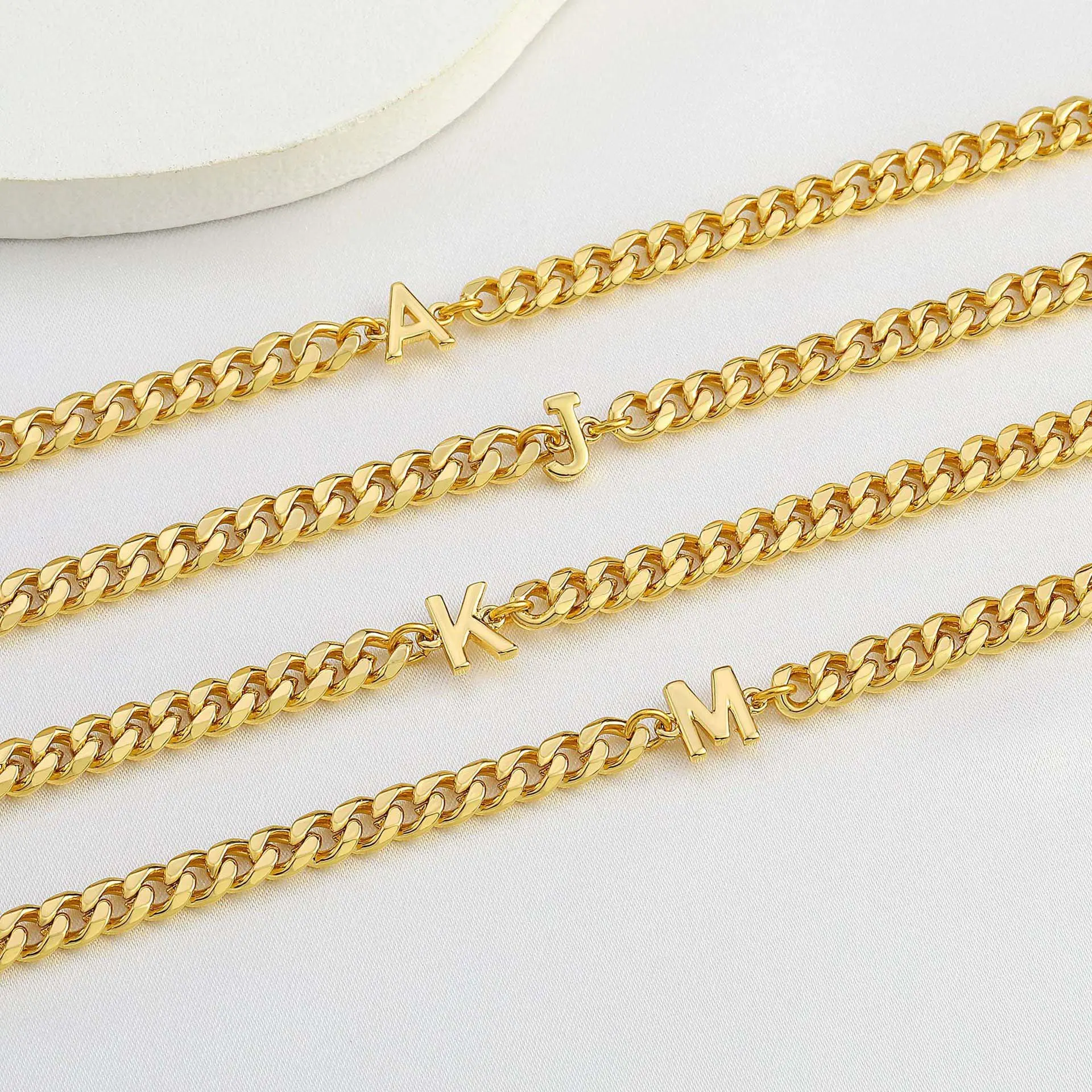 26 initials bracelet golden stainless steel bracelet men and women daily wear gift