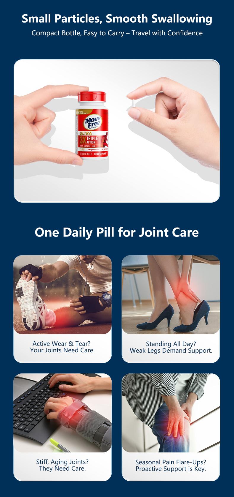 【Joint Health】Move Free Ultra Triple Action Joint Supplement 1 Pack of 75 Tablets 2 Bottles Glucosamine Chondroitin MSM for Joint Health