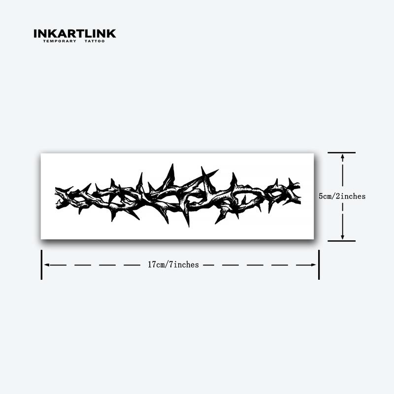 INKARTLINK Tattoo Tech, 2 Sheets Semi-Permanent Temporary Tattoos, Thorn Series, Adult Art Design,Lasts 1-2 Weeks, Waterproof, Realistic Look, No Adhesive, No Reflection,For Man And Woman,Ideal for Swimming, Party