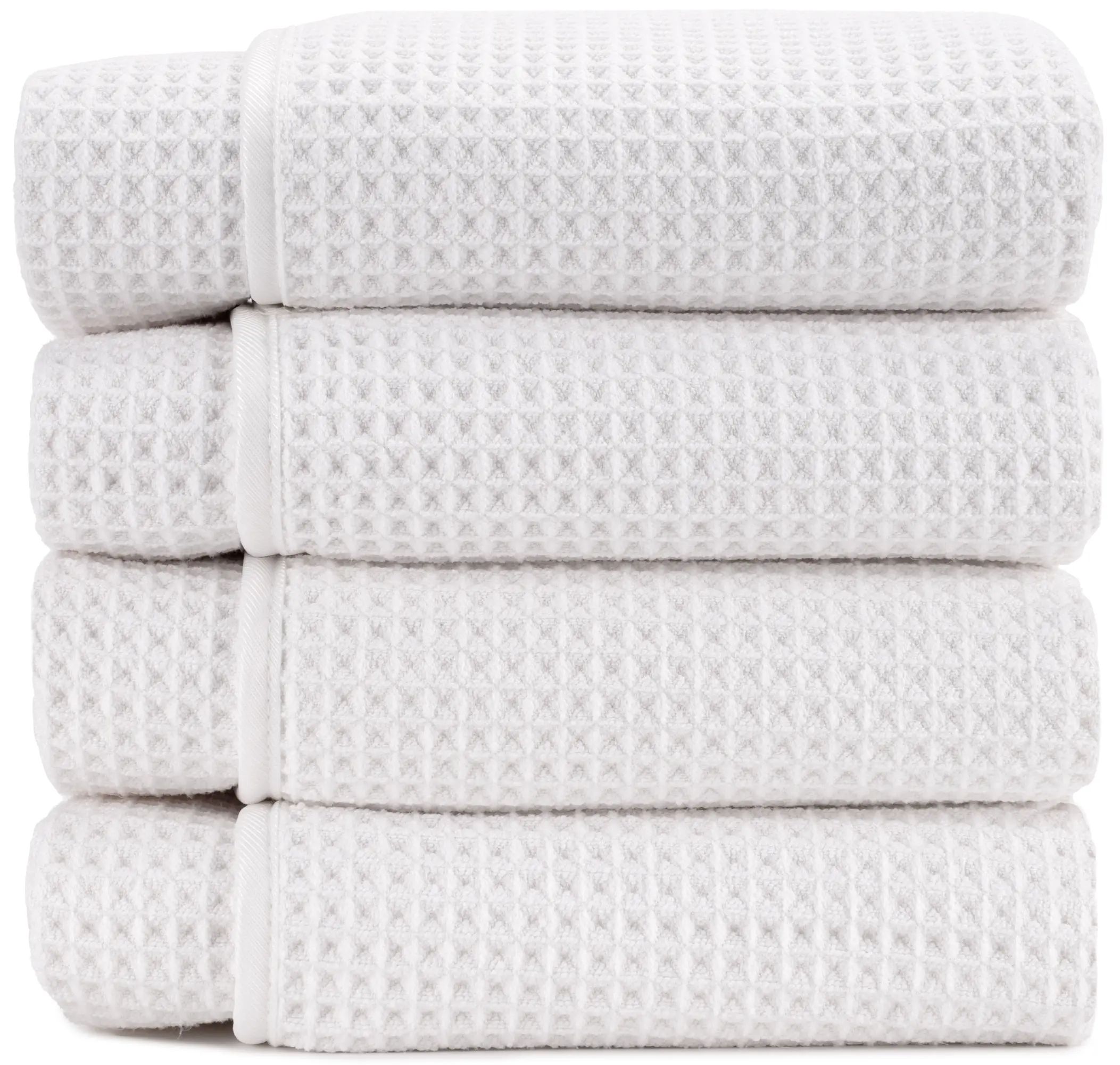 AURA by S&T INC. Microfiber Waffle Bath Towels, 4 Pack, Quick-Dry, Ultra Absorbent, Lightweight Towels for Bathroom, Gym, Travel and Beach, 30 inches x 60 inches, 420GSM, White