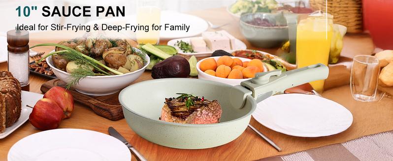 12 Pcs Pots and Pans Set Nonstick - Kitchen Cookware Set with Detachable Handle, Induction Cookware, Dishwasher Oven Safe