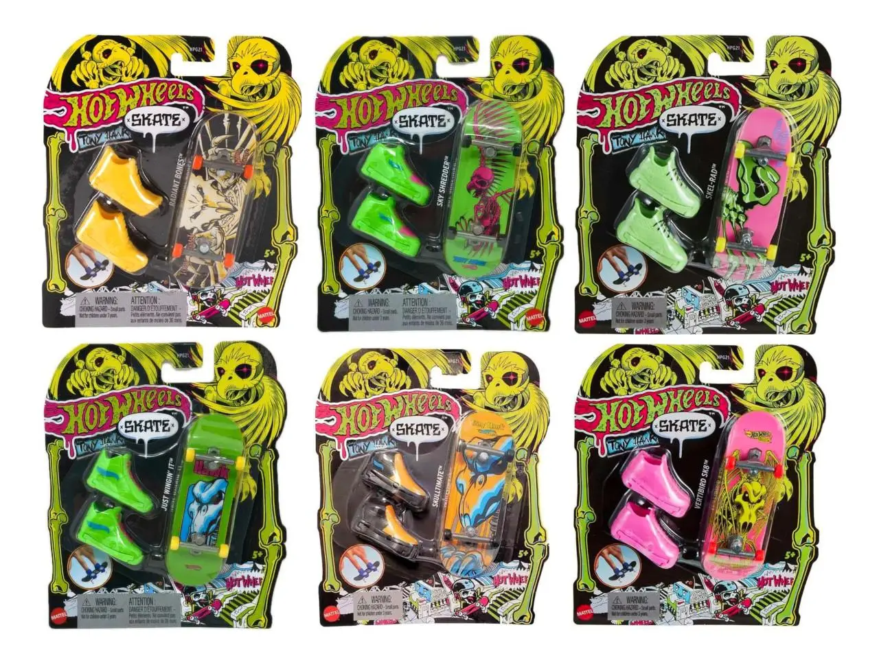 Hot Wheels Skate Tony Hawk Fingerboard Bundle of 6