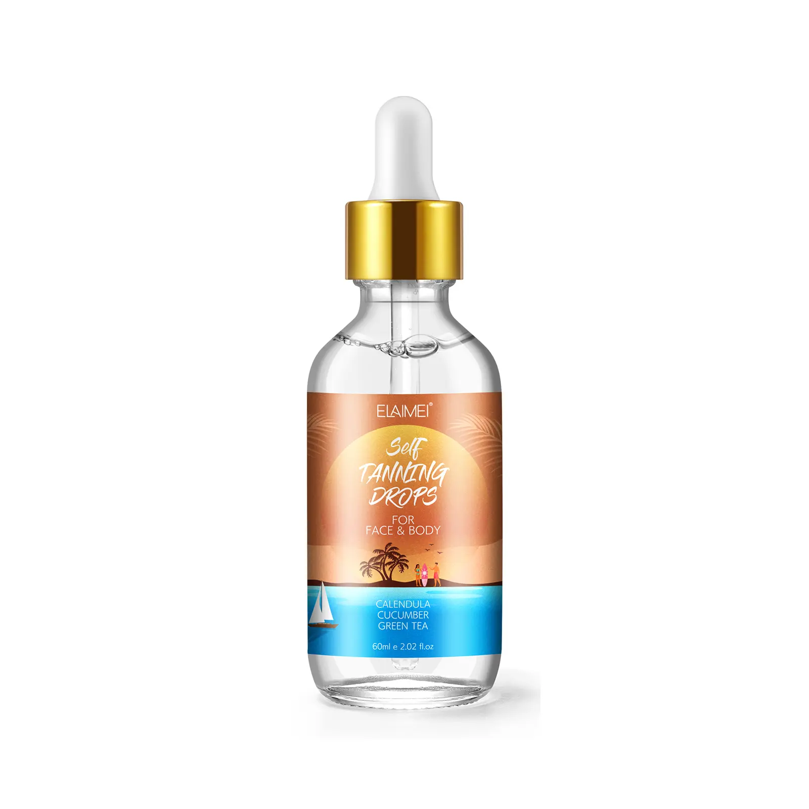 Elaimei Self Tanning Drops, Self Tanner Drops for Face and Body, Color Correcting Self Tan Drops, Face Tanning Drops to Add to Moisturizer, 60ml e 2.02 fl.oz