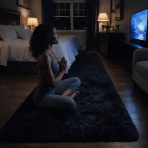 3x14ft/36x168inch black, dark gray, and light gray soft plush rug, suitable for bedrooms, hallways, bedside areas, living rooms, dormitories, etc. It has a fluffy texture and a non-slip bottom, making it a great Juneteenth gift.