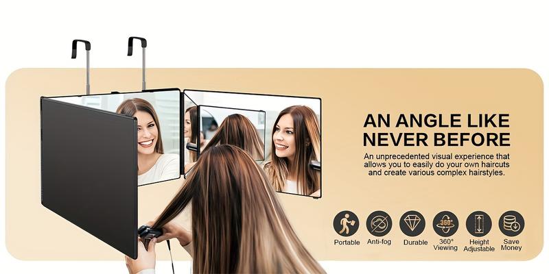 3 Way Mirror for Self Hair Cutting 360 Trifold Barber Mirrors 3 Sided Makeup Mirror to See Back of Head Used for Hair Coloring Braiding Gifts for Men and Women LED Light, Rechargeable, Perfect Valentine's Day Gift