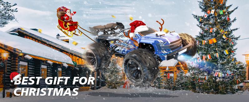 DEERC H16E Brushless Extreme High Speed RC Truck, Max 70kph, 1:16 4X4 RTR Fast RC Cars, All Terrains RC Monster Truck, 2 Li-po Batteries Rock Crawler Remote