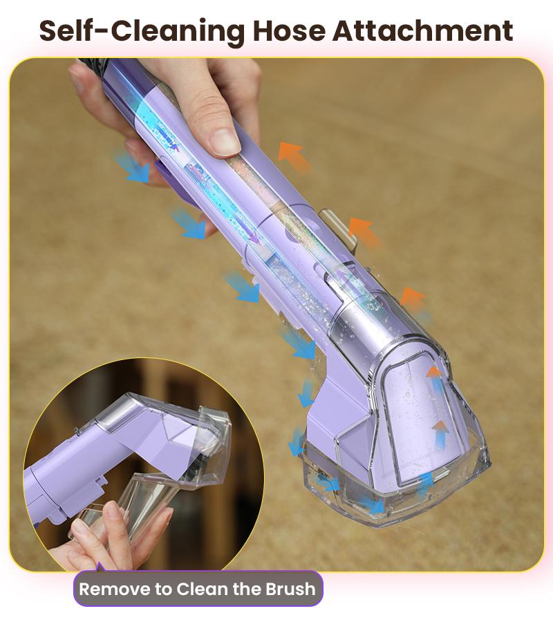 [Valentines'DaySale!] Upholstery Carpet Vacuum Cleaner, 18KPa Suction Spot Cleaning Machine for Pet Stains, Carpets, Sofa, Car Seats, Mattress, with 3 Multipurpose Cleaning Tools, 6'' Deep Cleaning Brush | Portable 3-in-1 New Purple C9S
