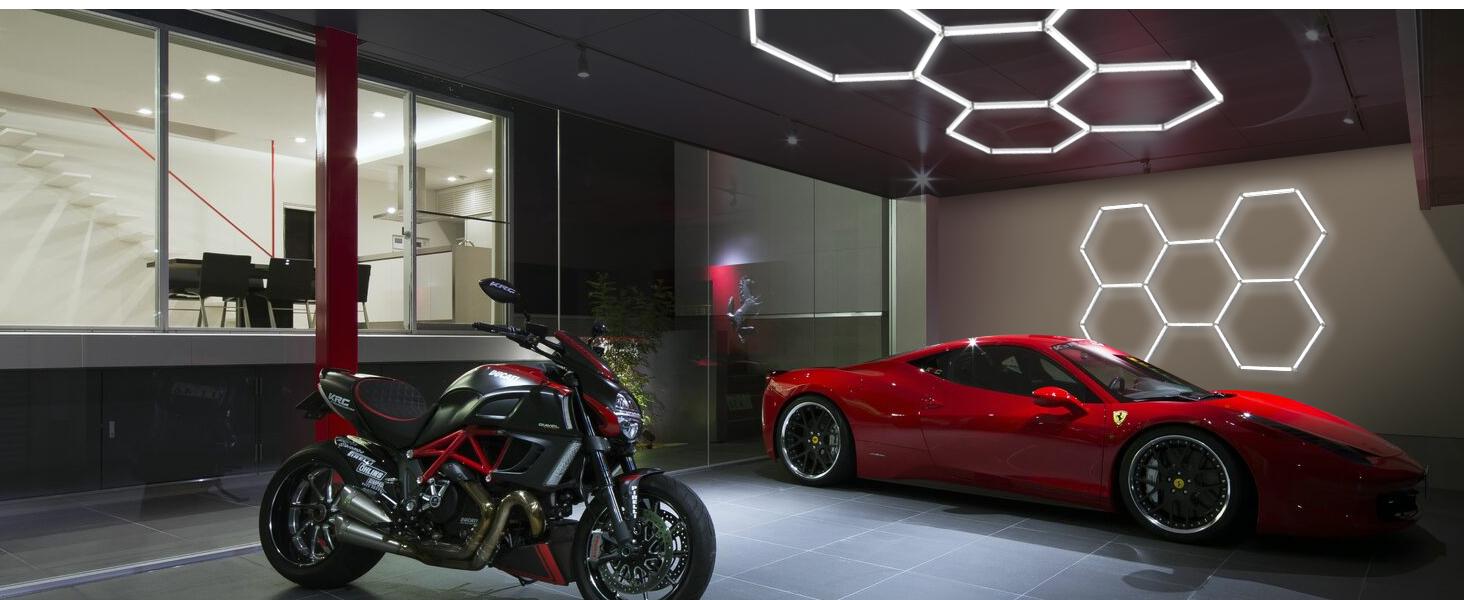 【Stock Running Low】White Hexagonal Garage Light – Multiple Hole Options (1, 3, or 5) for Bright, Efficient Lighting in Any Space