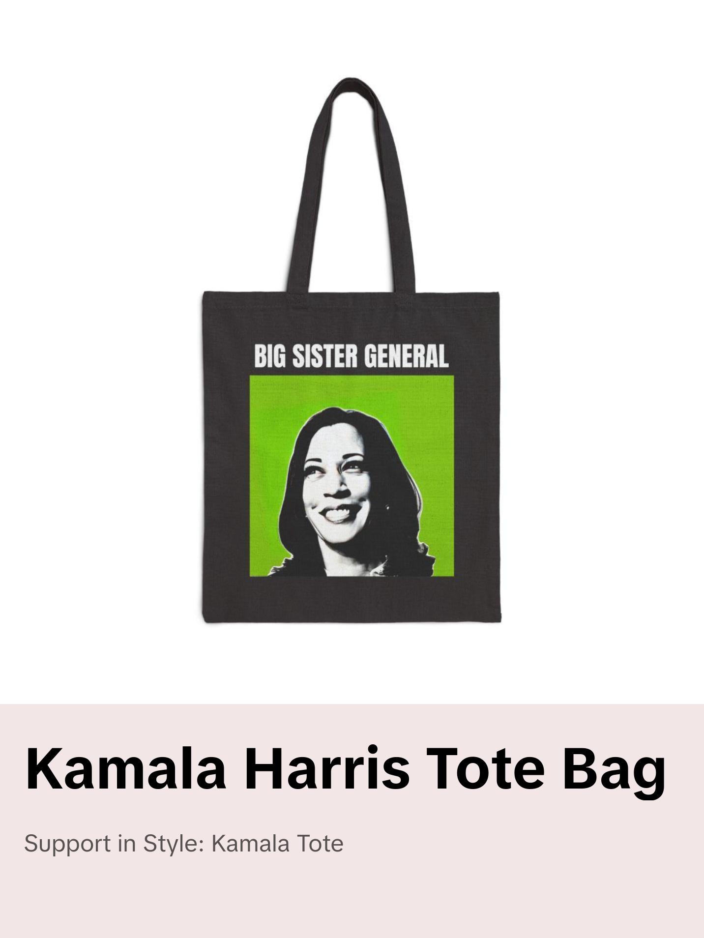 Kamala Harris 2024: BIG SISTER GENERAL Cotton Canvas Tote Bag (Project Coconut)