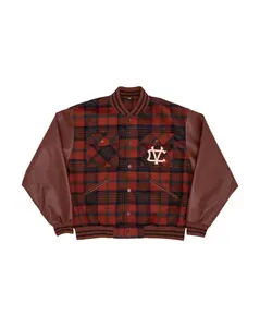 AZVA Studios Cactus Plaid Varsity Jacket