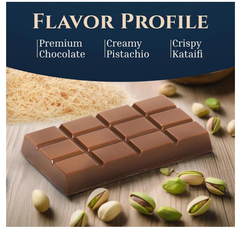 Eastanbul Dubai Chocolate Bar Pistachio, 2.5oz Mini Treat, Premium Pistachio Dubai Chocolate Bar, Viral Candy with Shredded Phyllo Dough, Knafeh, Gift Box